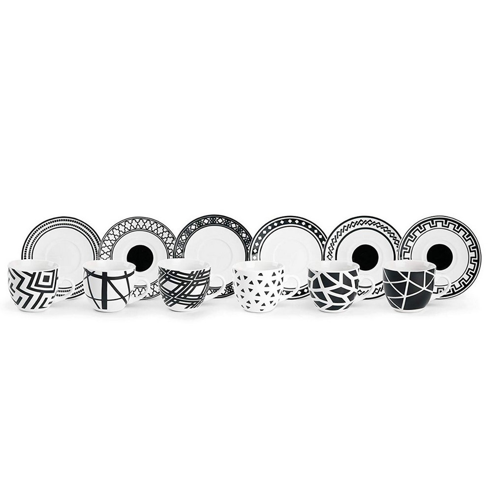 Acquista online Excelsa table service, plates, glasses, cutlery and cups black and white 60 pieces Excelsa